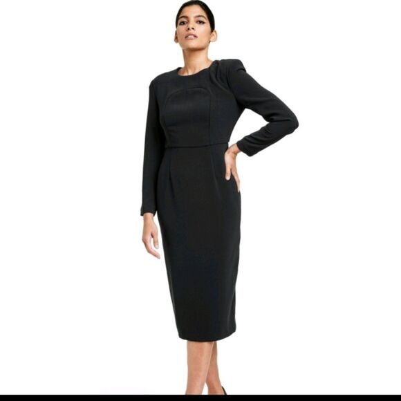 Sergio Hudson x Target Black Dress Women's Size XXS Strong Shoulder Midi New - Picture 1 of 14